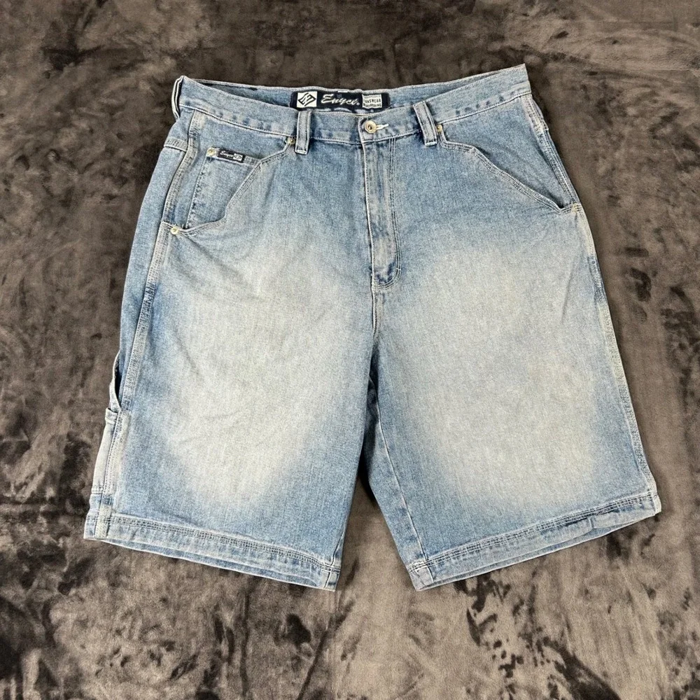 Enyce Denim Carpenter Shorts Mens 36 Light Blue Y2K Baggy Hip Hop 101 Utility
